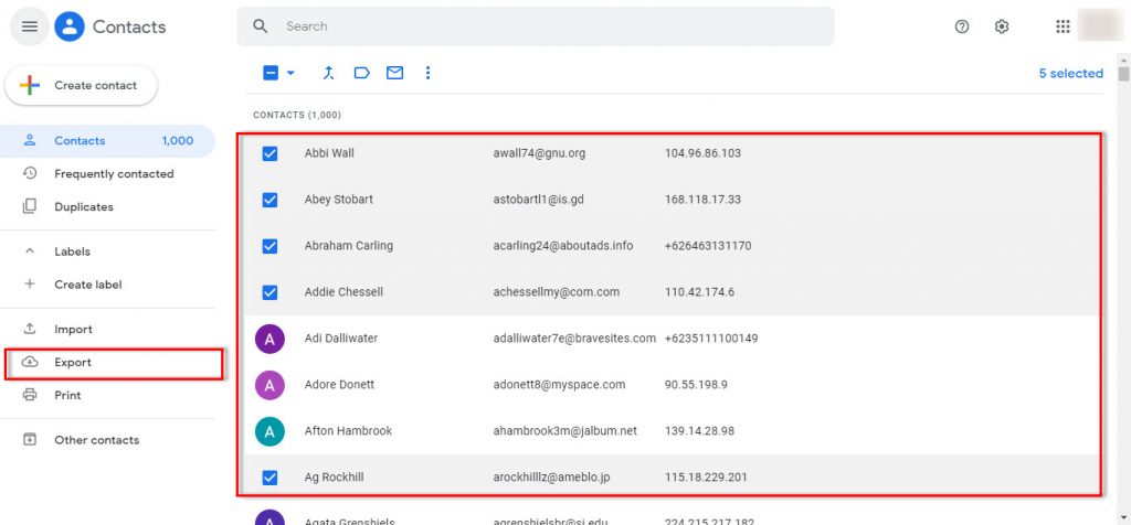 open google contacts