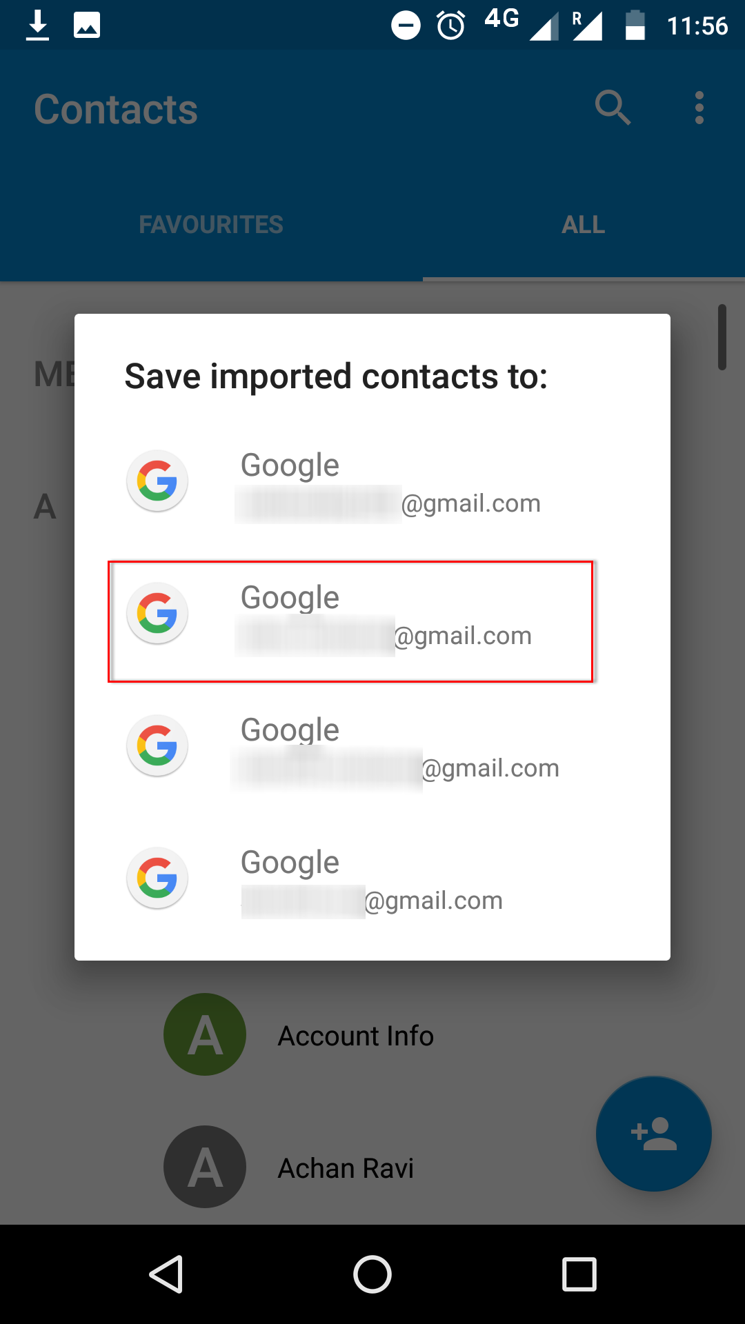 select the Gmail account