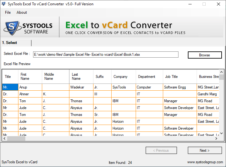 excel to vcard converter android