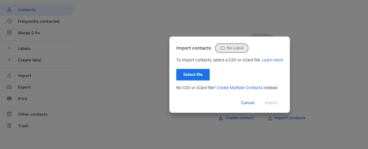 Import Contacts from Excel to Google Contacts