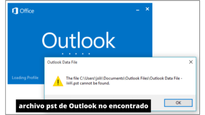 Archivo outlook.pst no encontrado